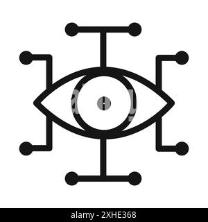 Bionic eye icon Vector symbol or sign set collection in black and white outline Stock Vector