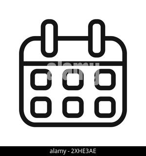 Calendar icon Vector symbol or sign set collection in black and white outline Stock Vector