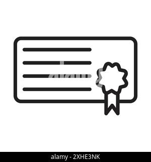certificate icon (3) Vector symbol or sign set collection in black and white outline Stock Vector