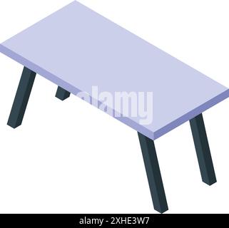 Modern office desk with a light grey surface is standing on four black legs Stock Vector