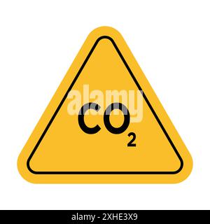 CO2 Triangle Warning icon Vector symbol or sign set collection in black and white outline Stock Vector