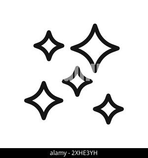 Clean shine star icon Vector symbol or sign set collection in black and white outline Stock Vector