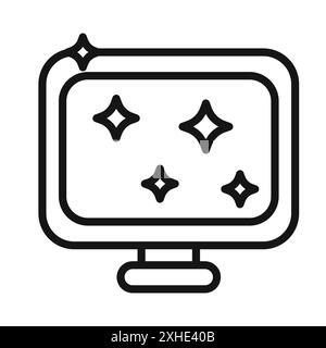 Cleaned computer screen icon logo sign vector outline in black and ...