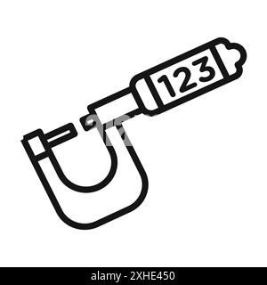 digital micrometer icon Vector symbol or sign set collection in black and white outline Stock Vector