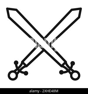 Heraldic shield and crossed swords icon. Golden emblem template. Flat ...