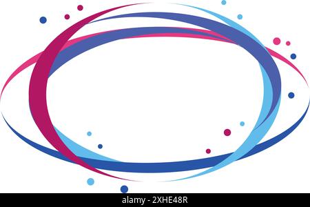 Colorful abstract design element with swirling lines creating an oval shape and small dots Stock Vector