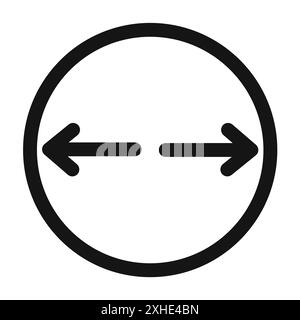diameter size icon Vector symbol or sign set collection in black and white outline Stock Vector