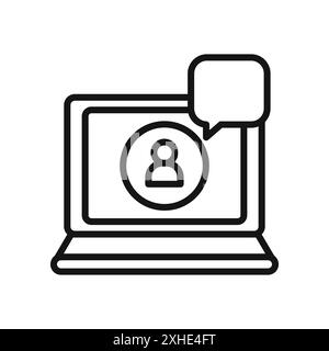 E learning icon Vector symbol or sign set collection in black and white outline Stock Vector