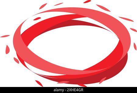 Abstract illustration featuring a dynamic red oval shape with motion trails, conveying a sense of energy and movement Stock Vector