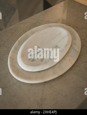 White Calacatta Marble Tray Stock Photo
