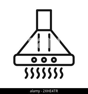 Extractor Hood icon Vector symbol or sign set collection in black and white outline Stock Vector