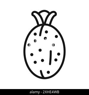 Feijoa icon Vector symbol or sign set collection in black and white outline Stock Vector