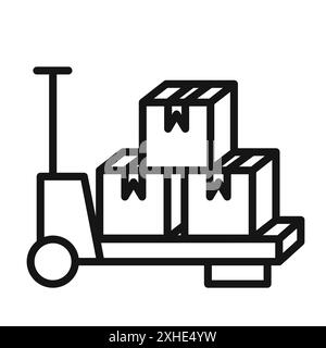 Hand pallet jack icon Vector symbol or sign set collection in black and white outline Stock Vector