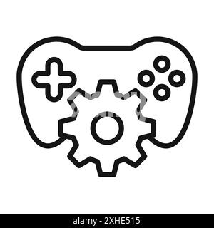 Game developing icon Vector symbol or sign set collection in black and white outline Stock Vector