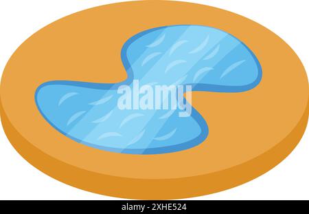 Small round lake with clean water surrounded by sand isometric icon Stock Vector