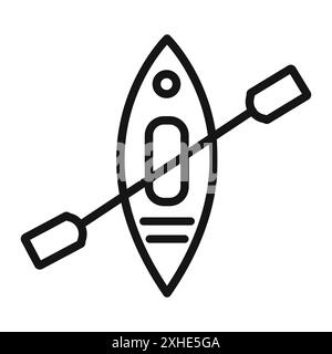 kayak icon Vector symbol or sign set collection in black and white outline Stock Vector