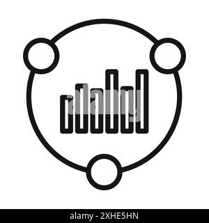 Market share icon Vector symbol or sign set collection in black and white outline Stock Vector