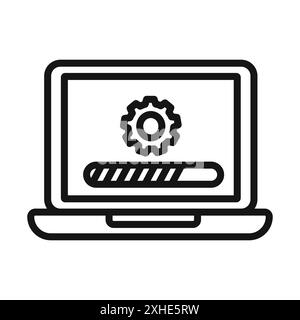 Loading process Update icon Vector symbol or sign set collection in black and white outline Stock Vector