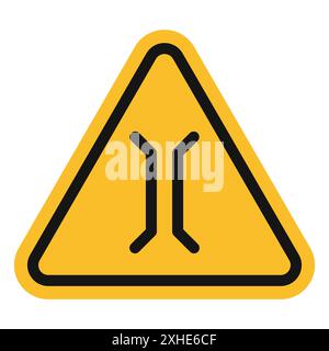 Narrow bridge ahead icon Vector symbol or sign set collection in black and white outline Stock Vector