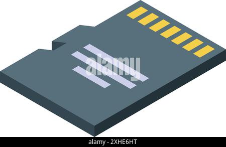Micro sd card is lying on white background, isometric view Stock Vector