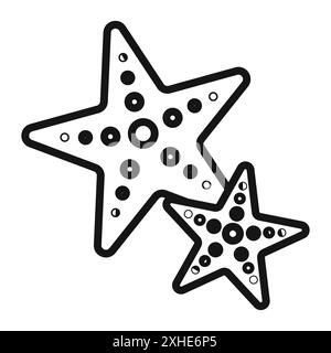 sea star icon Vector symbol or sign set collection in black and white outline Stock Vector