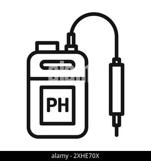 Ph Meter Icon Vector symbol or sign set collection in black and white outline Stock Vector