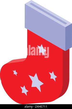Red christmas stocking with white stars, waiting to be filled with gifts Stock Vector