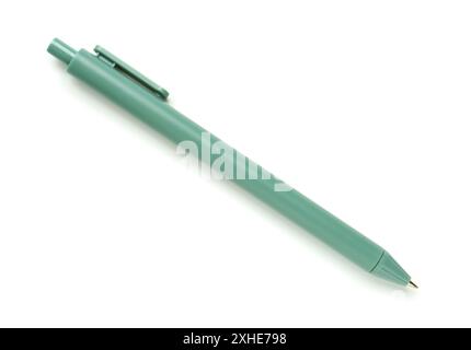 Green ballpoint pen on white background Stock Photo
