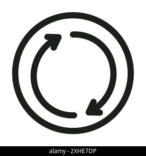 Repeat reload arrow icon Vector symbol or sign set collection in black and white outline Stock Vector