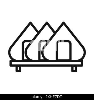 Onigiri icon Vector symbol or sign set collection in black and white outline Stock Vector