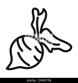 radish icon Vector symbol or sign set collection in black and white outline Stock Vector