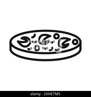 paella icon Vector symbol or sign set collection in black and white outline Stock Vector