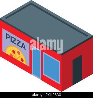 Small business building with signboard showing a pizza is a pizzeria facade Stock Vector