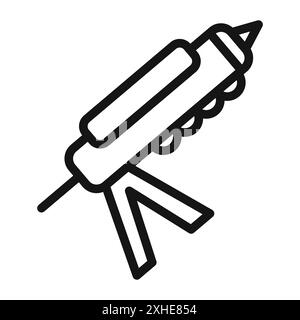 sealant gun icon Vector symbol or sign set collection in black and white outline Stock Vector