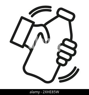 Shake well icon Vector symbol or sign set collection in black and white outline Stock Vector