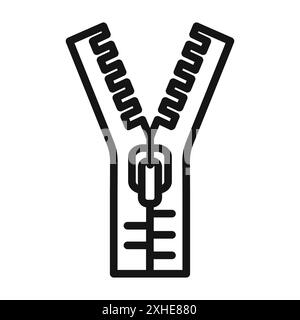 Zipper icon Vector symbol or sign set collection in black and white outline Stock Vector