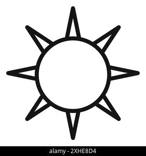 Sun icon Vector symbol or sign set collection in black and white outline Stock Vector