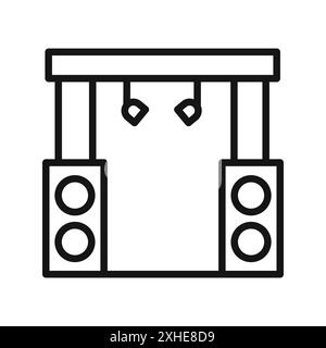 Stage icon Vector symbol or sign set collection in black and white outline Stock Vector