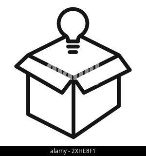 Think out of box idea icon Vector symbol or sign set collection in black and white outline Stock Vector