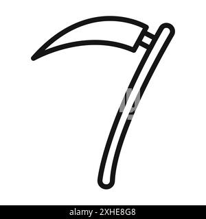 Scythe icon Vector symbol or sign set collection in black and white outline Stock Vector