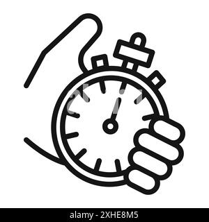 testing time icon Vector symbol or sign set collection in black and white outline Stock Vector