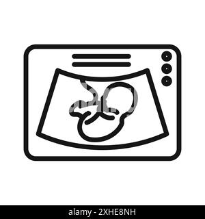 Ultrasonography icon Vector symbol or sign set collection in black and white outline Stock Vector