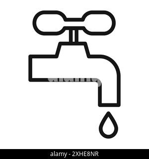 Water tap icon Vector symbol or sign set collection in black and white outline Stock Vector