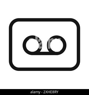 Voicemail icon Vector symbol or sign set collection in black and white outline Stock Vector