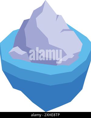 Geometric iceberg floating in blue water with only the tip visible Stock Vector