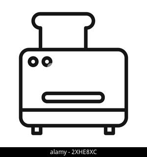 toaster icon Vector symbol or sign set collection in black and white outline Stock Vector