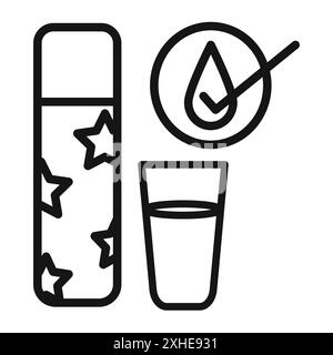 Drinking enough water icon Vector symbol or sign set collection in black and white outline Stock Vector