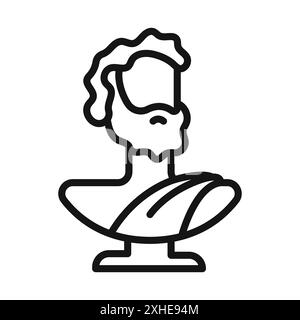 Ancient statue icon Vector symbol or sign set collection in black and white outline Stock Vector