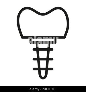 Dental implants icon Vector symbol or sign set collection in black and white outline Stock Vector