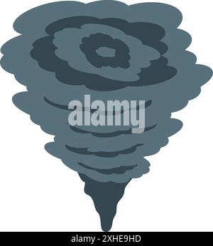 Powerful tornado is wreaking havoc, its rotating funnel cloud leaving a trail of destruction in its wake Stock Vector